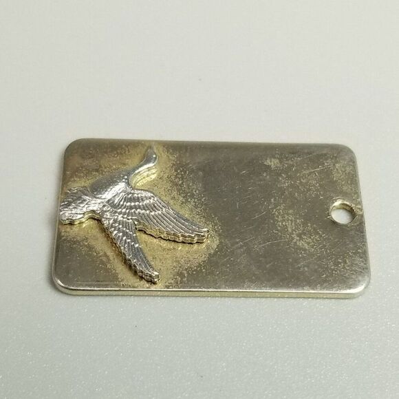 Vintage Duck in Flight Metal Rectangle Pendant, Silver Tone, Bird Wings Estate - Picture 2 of 7